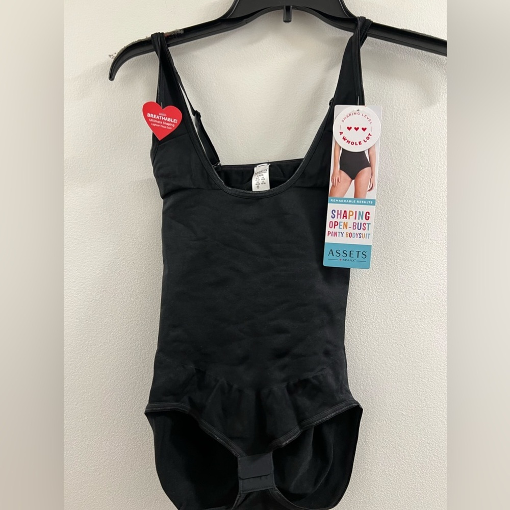 15. Assets by Spanx Black All In One Shaping Open Bust Panty Bodysuit - Picture 9 of 13